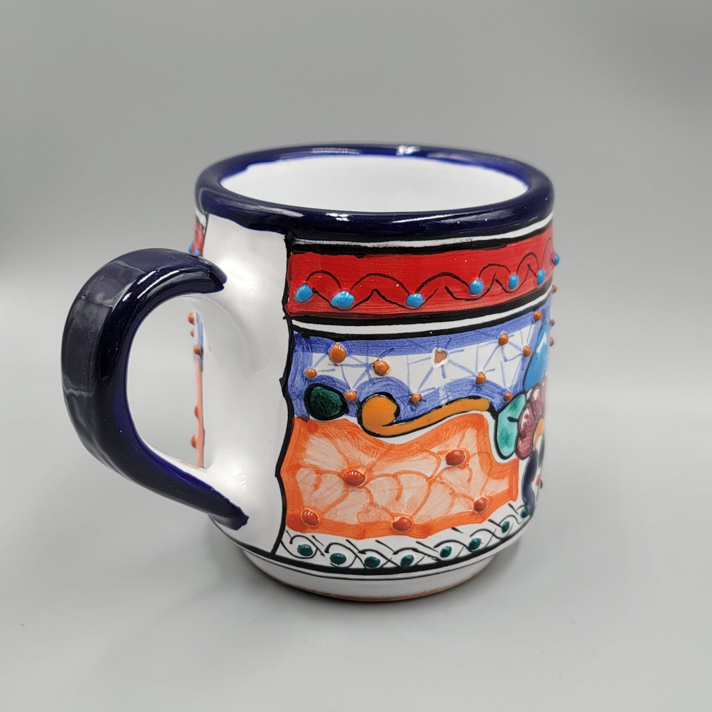 Talavera Pottery Coffee Mug Mexico Mexican Ceramic Hand Painted Red