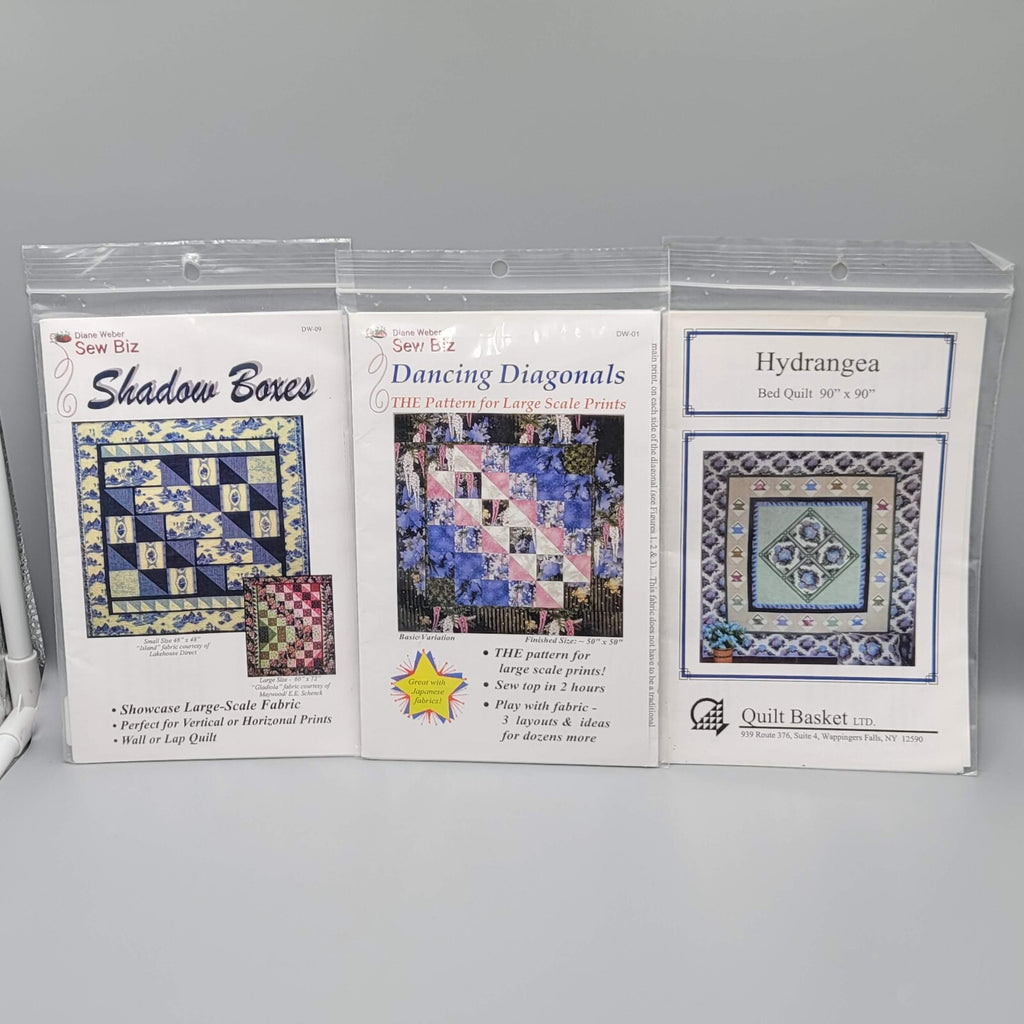 NEW Lot 3 Diane Weber Sew Biz QUILT Patterns Quilt Basket Hydrangea Diagonals