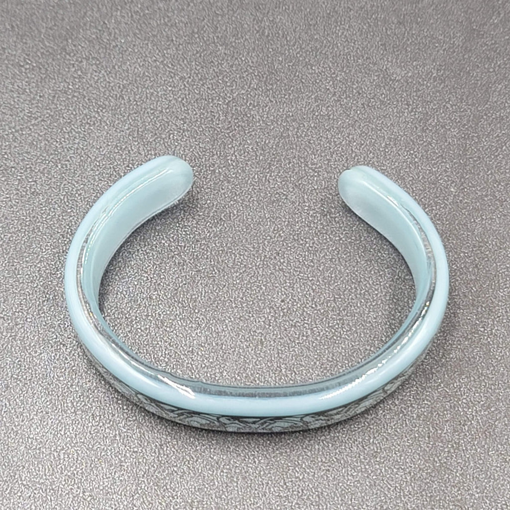 Solid GLASS CUFF Bracelet Blue Black Sea Creature Design