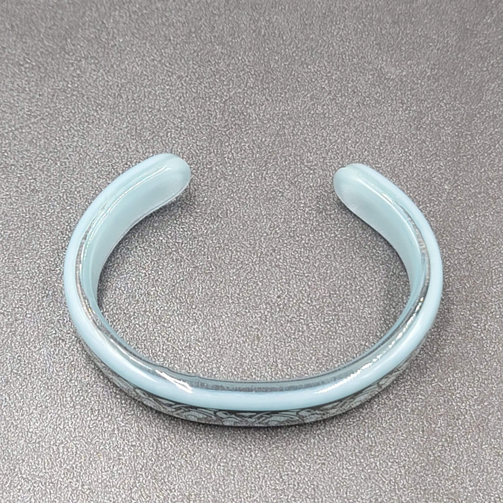 Solid GLASS CUFF Bracelet Blue Black Sea Creature Design