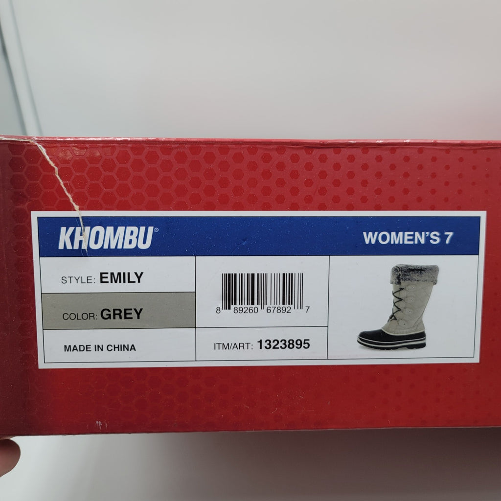 Khombu Emily Suede Leather Faux Fur Winter Snow Boot Sz 7 Grey