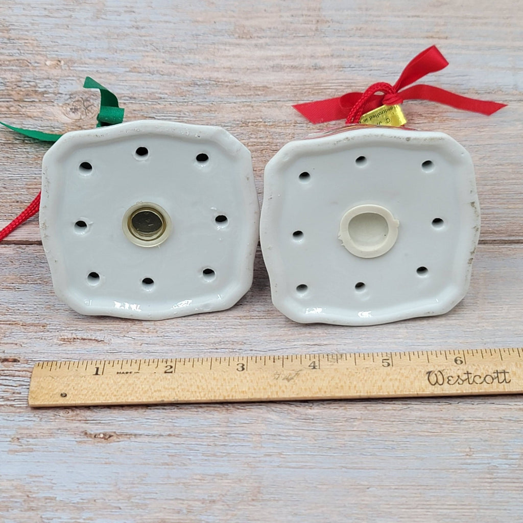 2 Porcelain Christmas Ornaments JASCO FESTIVE FRAGRANT Cardinal & Goose