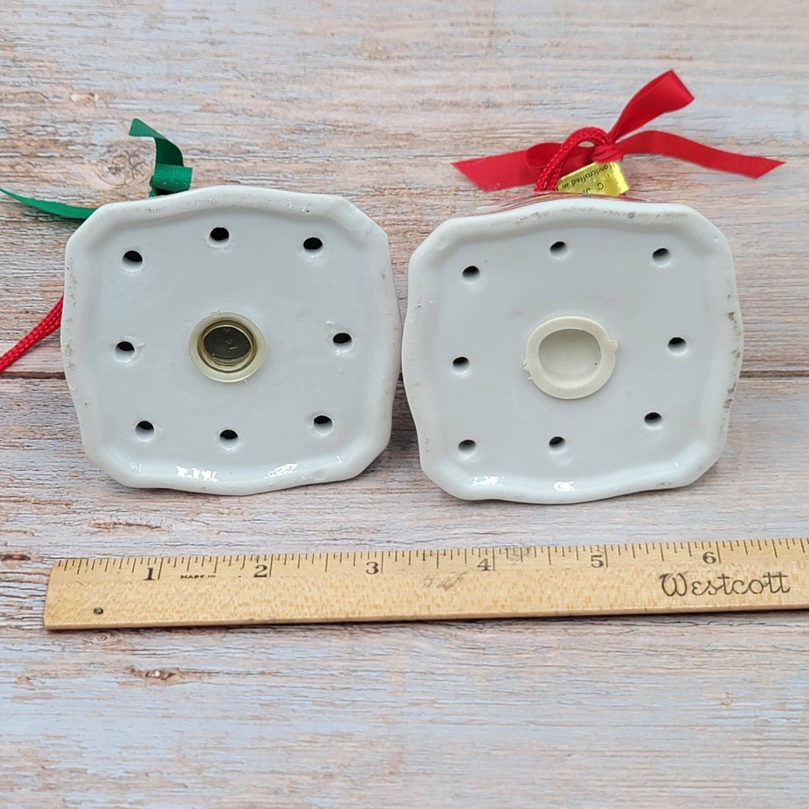 2 Porcelain Christmas Ornaments JASCO FESTIVE FRAGRANT Cardinal & Goose