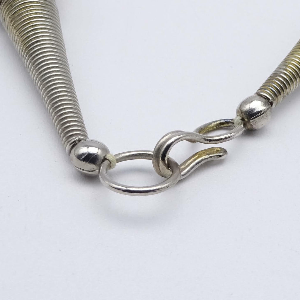 Large Multi Strand Statemet Necklace 18" Two-toned Gold & Silver Metal Beads