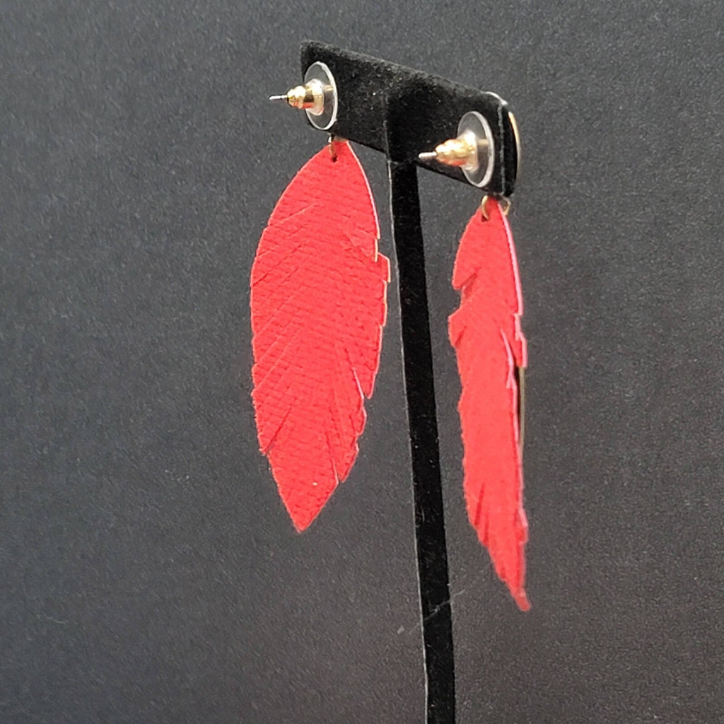 Pierced Earrings Gold tone Large Statement Red Fringe Dangle 2 7/8"