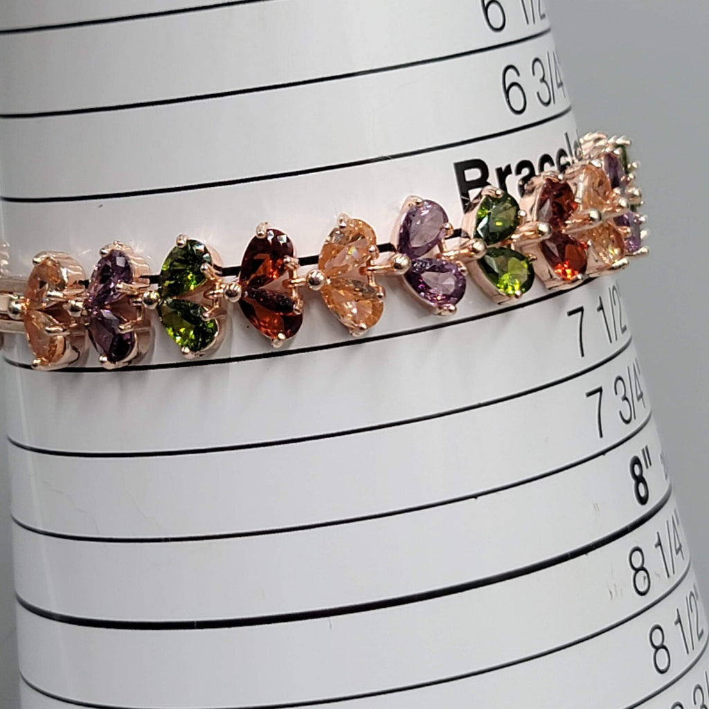 Rose Gold tone Tennis Bracelet Teardrop Shape Crystal 7"