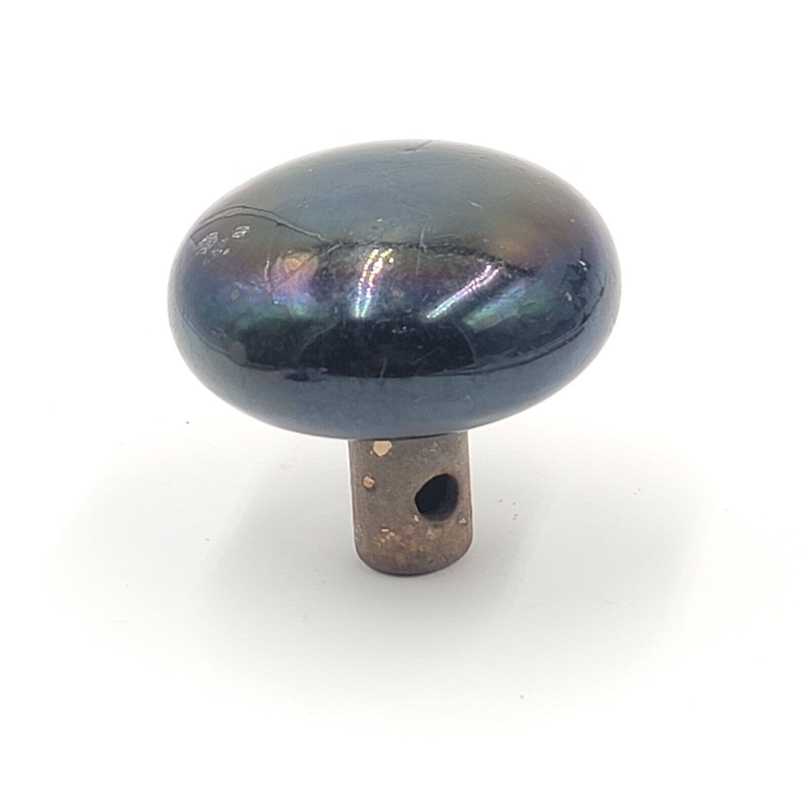 Vintage SINGLE Black Porcelain Doorknob Salvage Door Hardware Iridescent finish