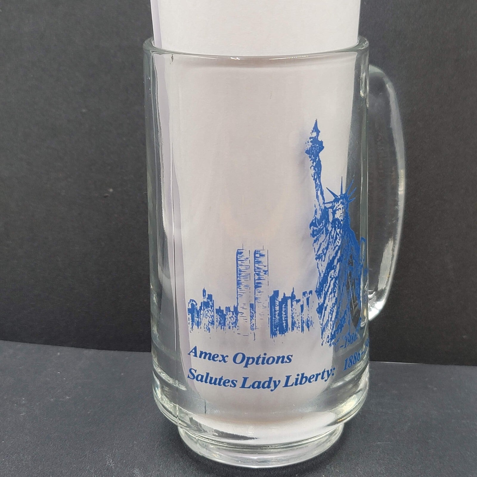 Vintage Amex Options 1986 America Salutes the Lady Statue of Liberty Glass Mug