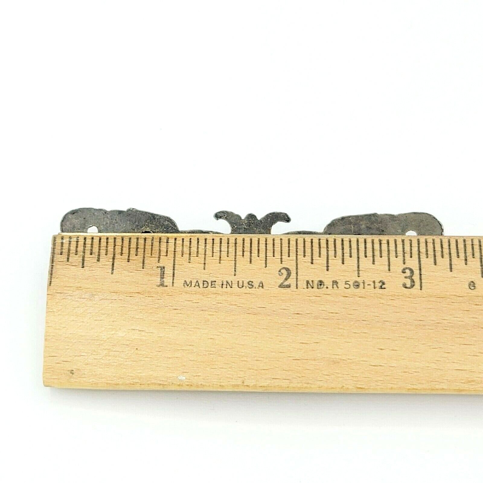 Vintage Drawer Pull Bail Handle Solid Brass 3 1/4" x 1 1/4" holes 1 3/4" 