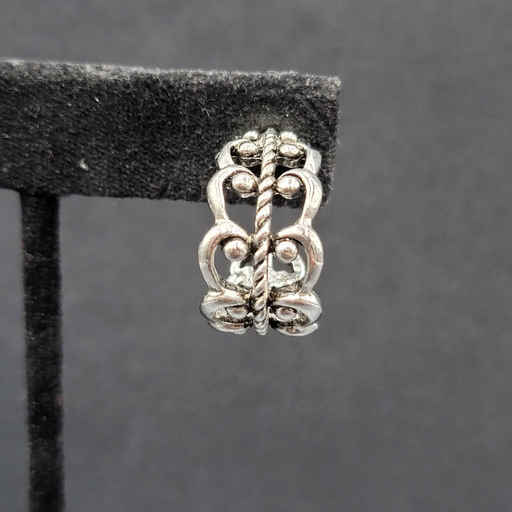 Pierced Earrings Ornate Open Work Wide Hoops 3/4"