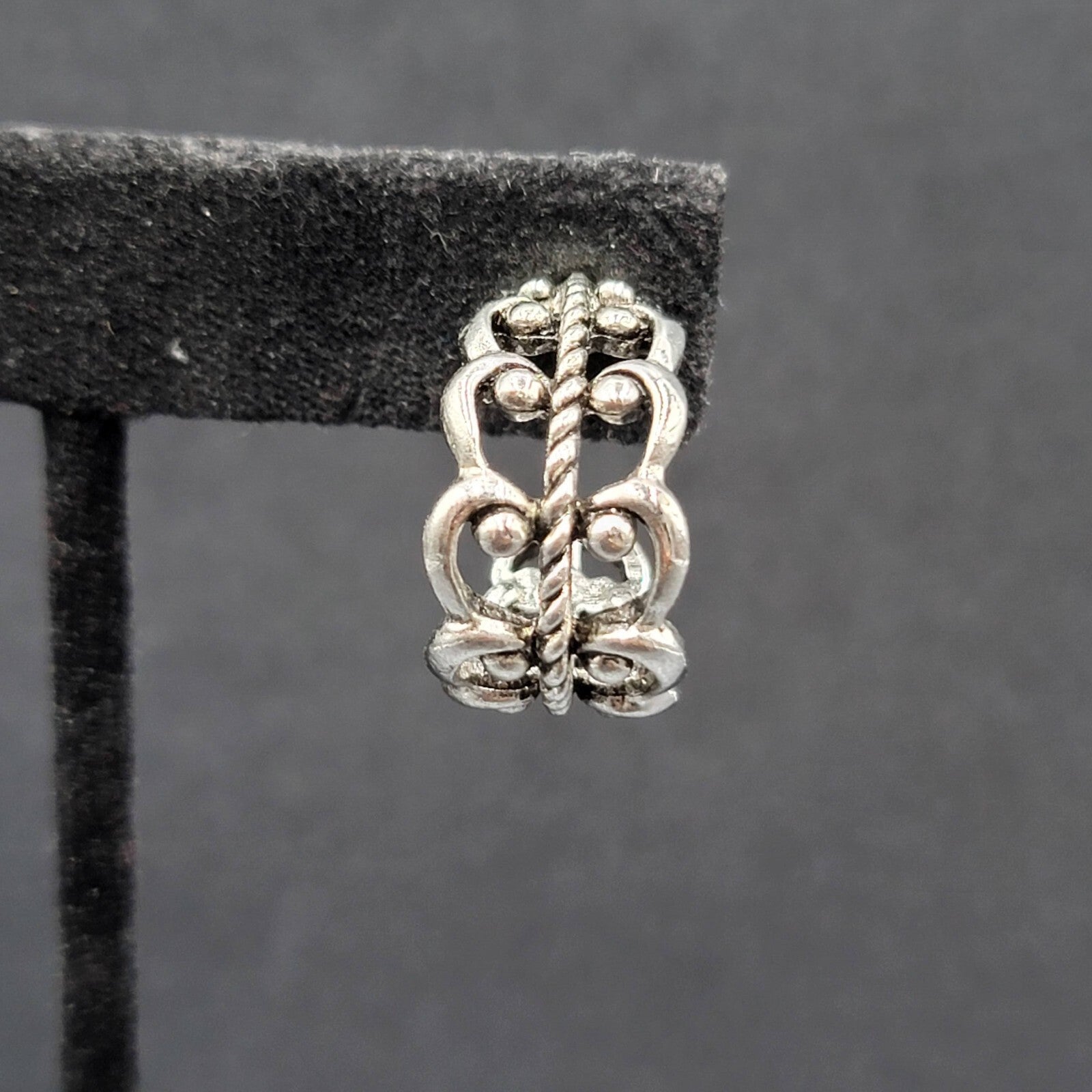 Pierced Earrings Ornate Open Work Wide Hoops 3/4"
