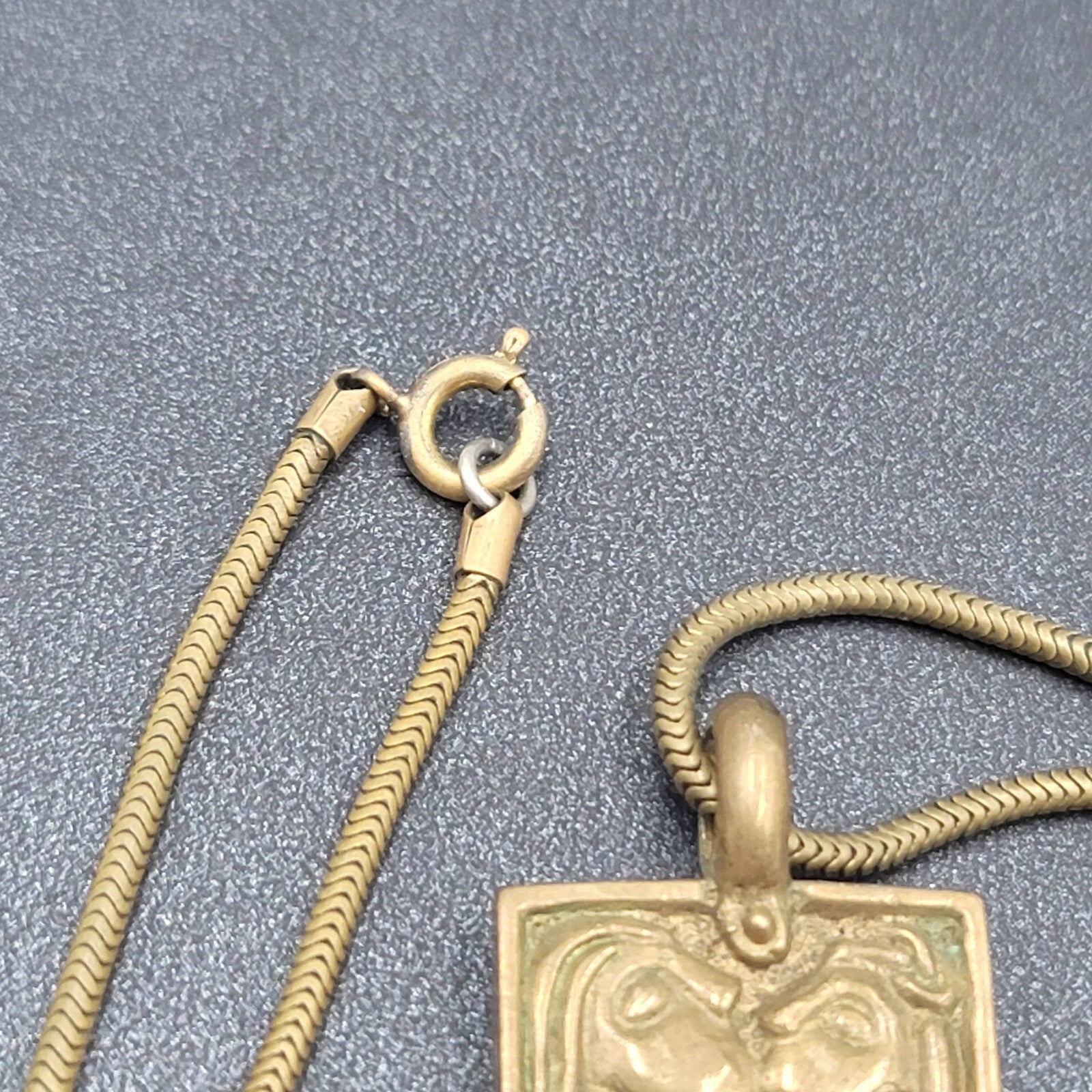 Freyr and Gerdr Sacred Marriage Brass Necklace 18" Snake Chain
