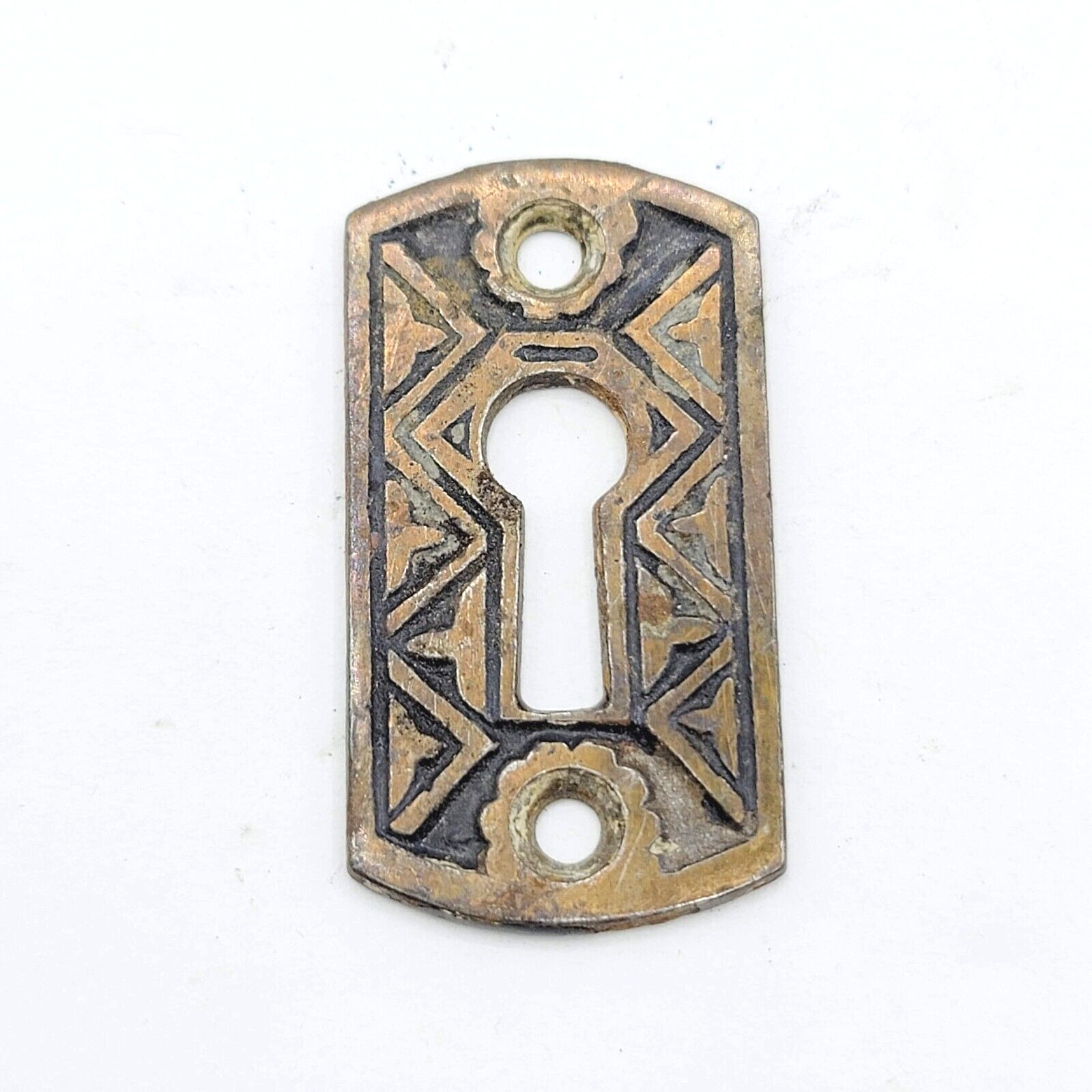 Vintage Cast Iron Eastlake Skeleton Key hole Escutcheon Salvage 1.75"x 1"   7012