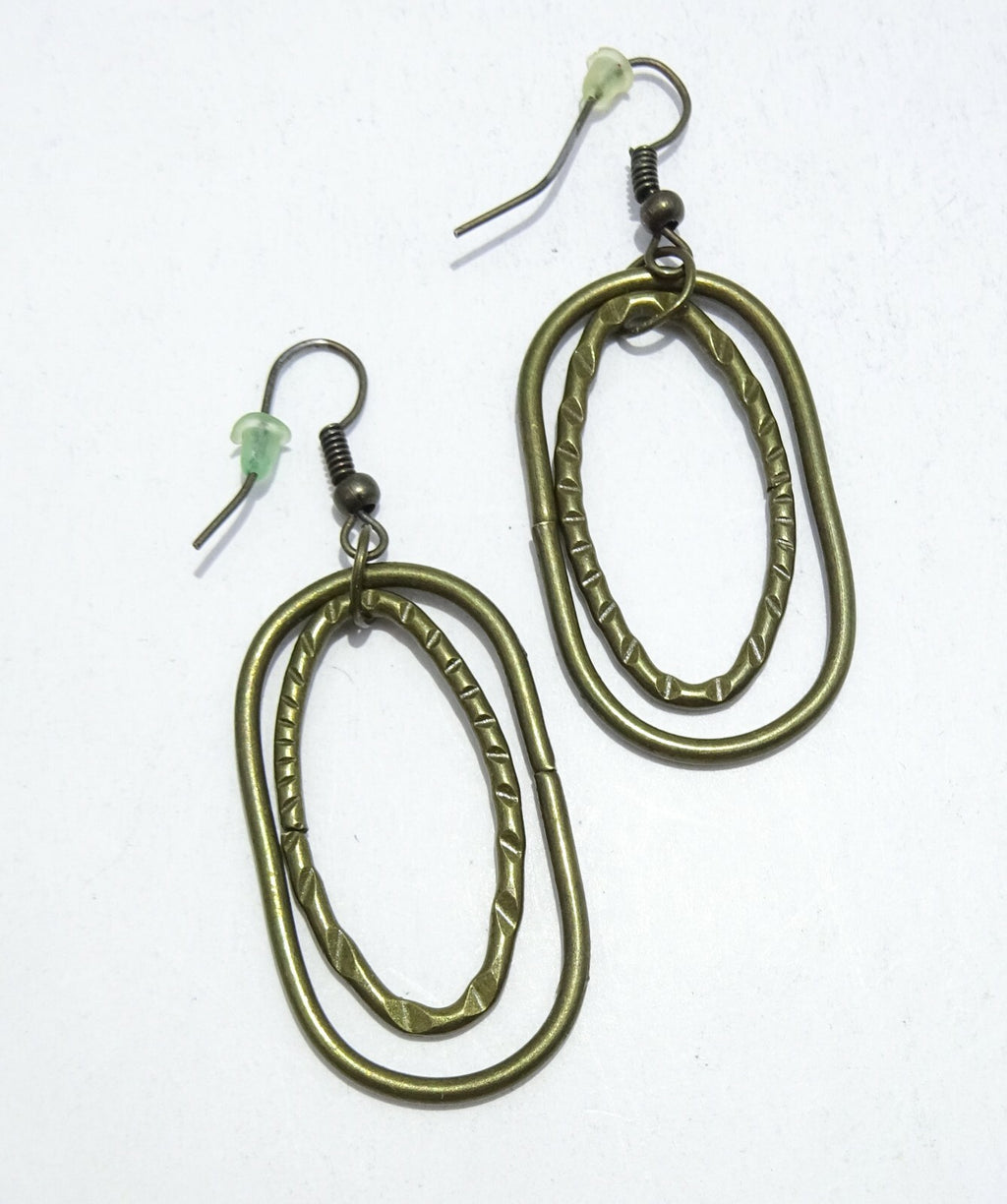 Bronze tone Modern Link Chain Necklace Set with Pierced Earrings 32"