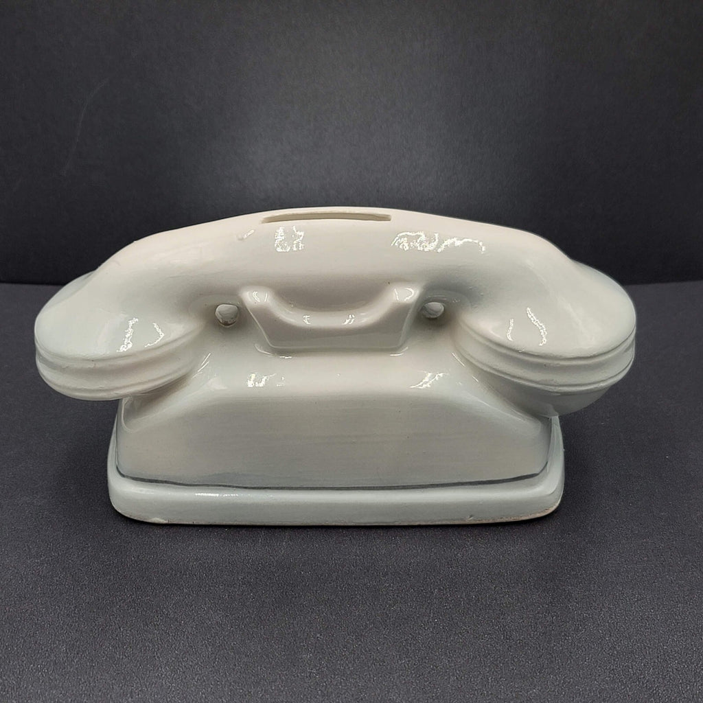 Vintage Ceramic Telephone Bank Tolls Rotary 7" x 5" No stopper