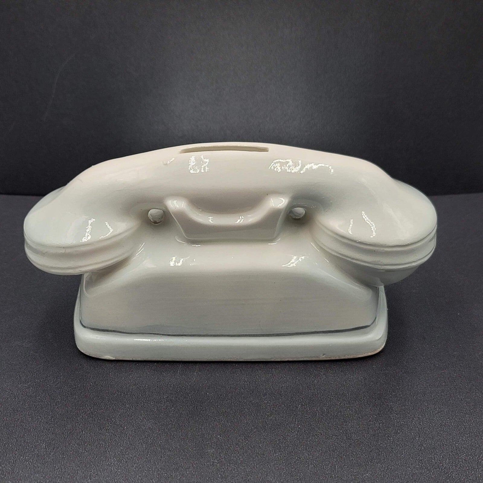 Vintage Ceramic Telephone Bank Tolls Rotary 7" x 5" No stopper
