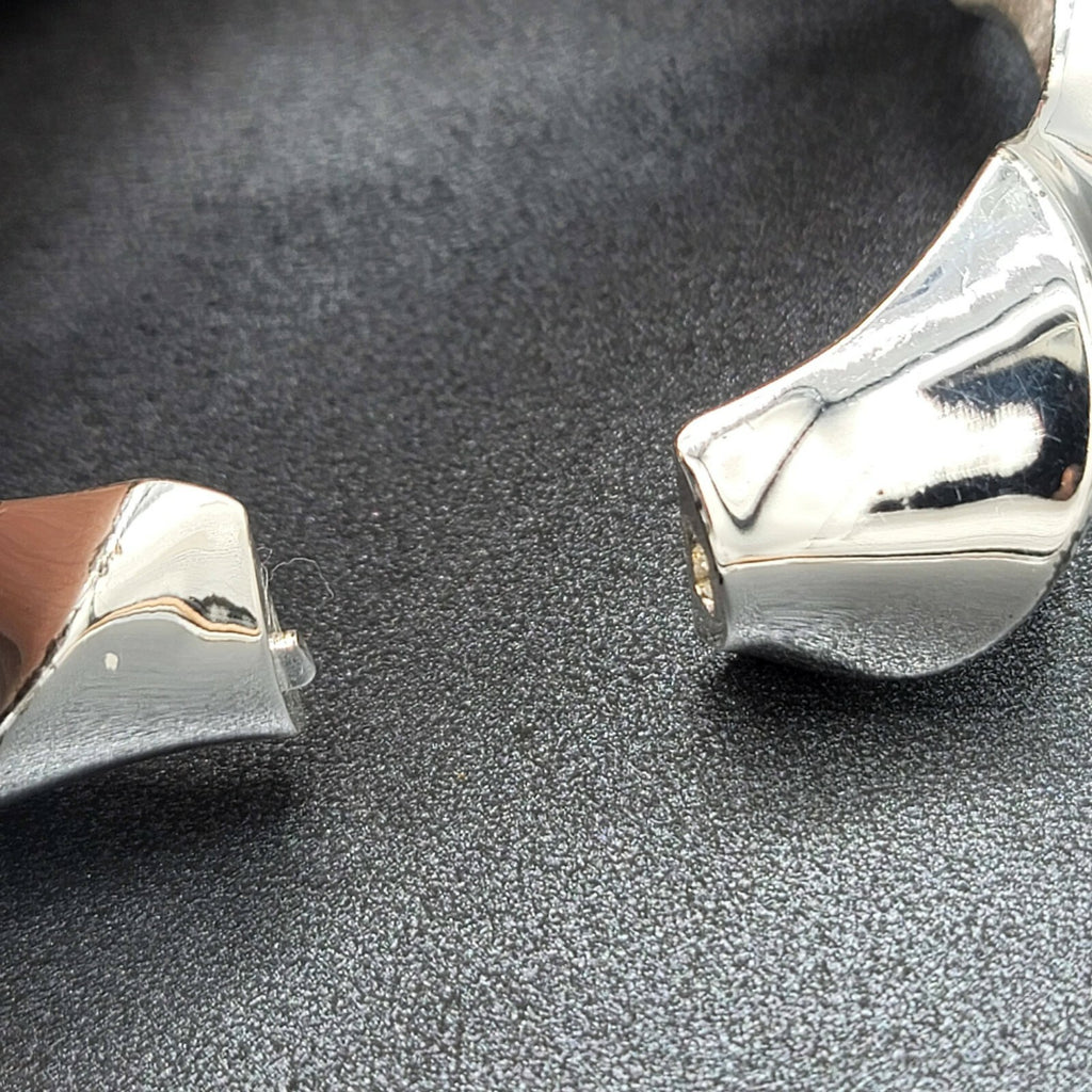 Lot of 2 Clamper Hinged Bracelets Silver Tone Womens Jewelry Rhinestone