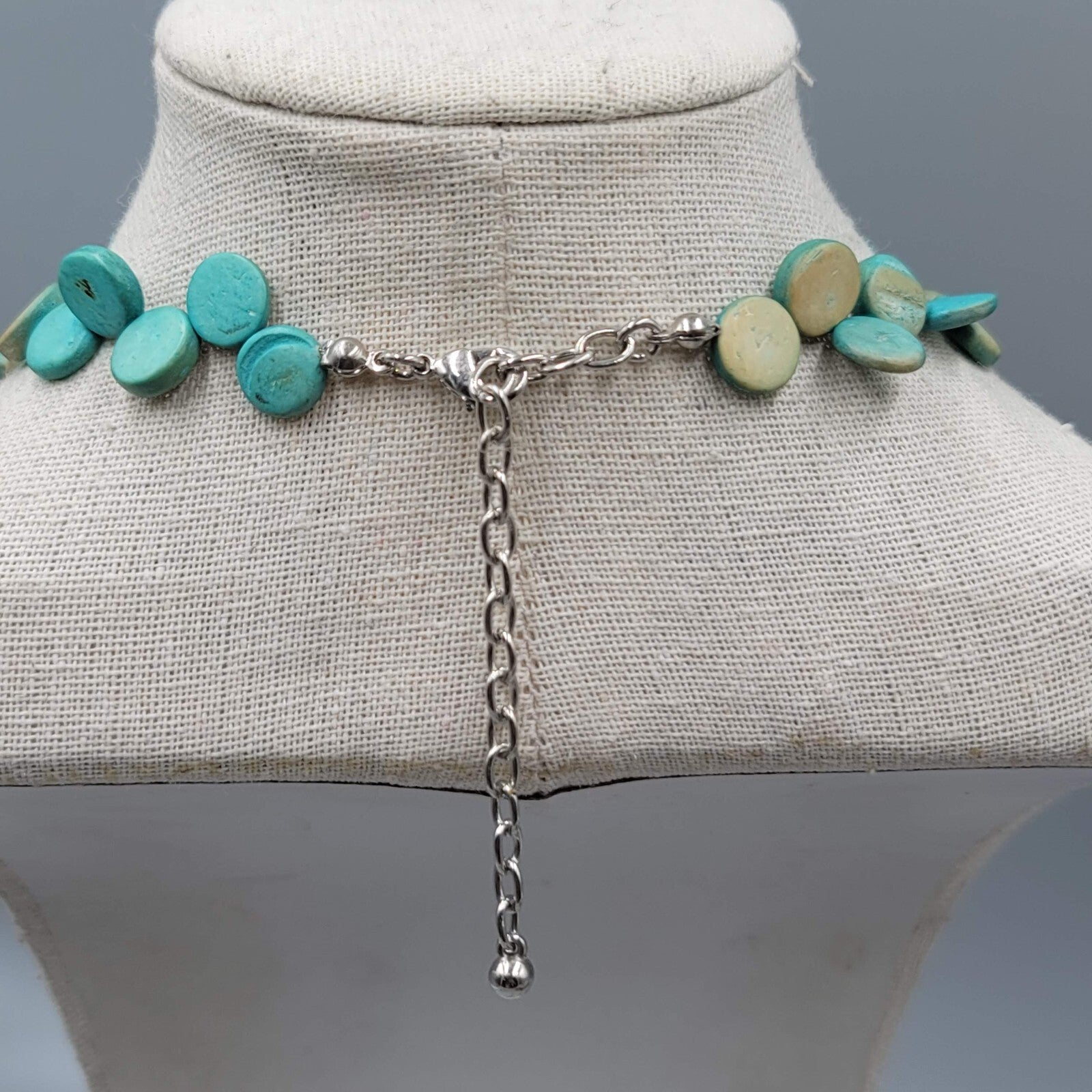 Vintage Coir Coconut Beads Necklace Blue Dyed Beach Theme 16"-18"