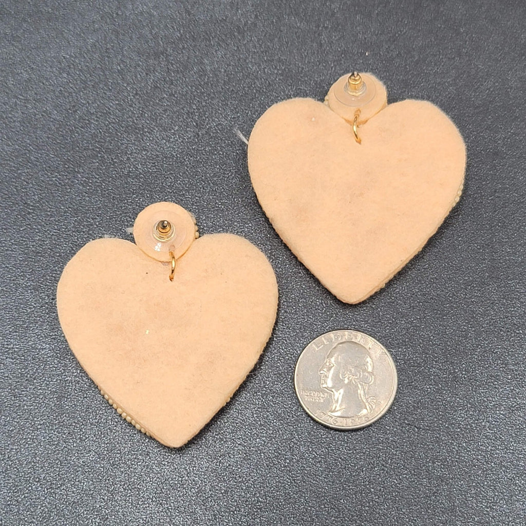 Pierced Earrings Seed Bead on Felt Large Statement Leopard Print 2.25"