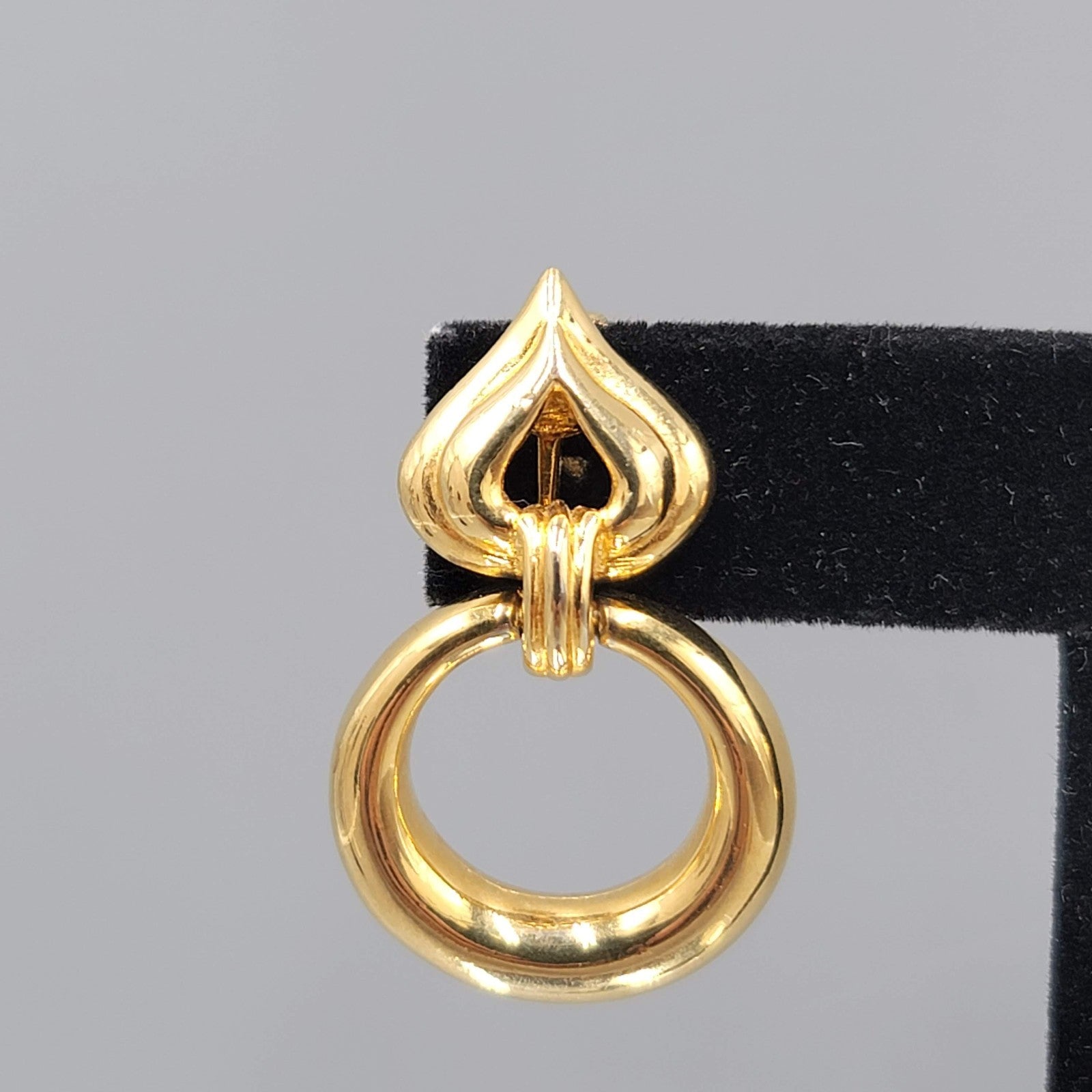 Vintage Gold Plated Clip on Earrings Door Knocker Dangle 1.5 in