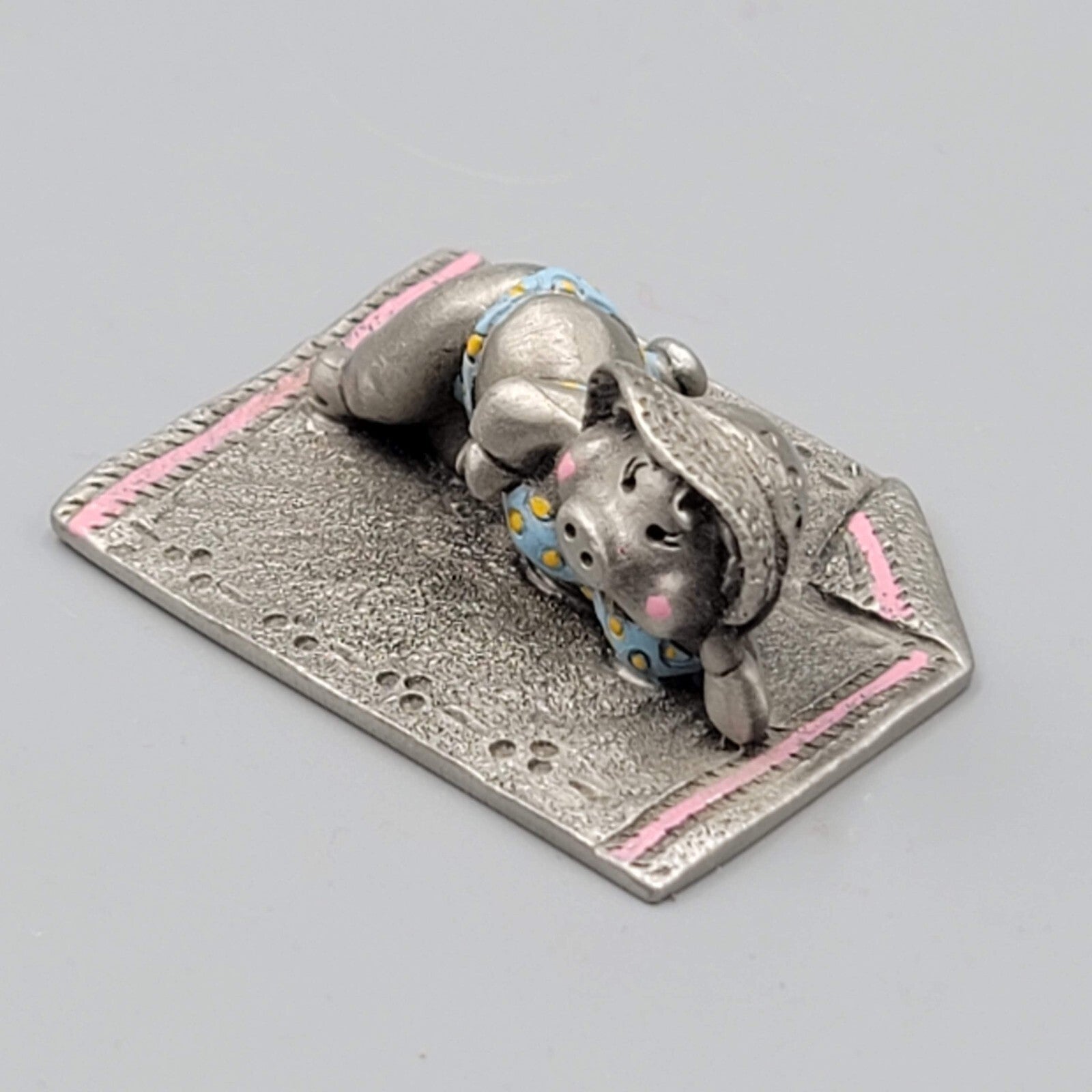 VTG Hudson Fine Pewter Pig wear swimsuit Anthropomorphic Miniature Figurine 3428