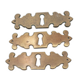 SINGLE Vintage Brass Skeleton Key hole Escutcheon ( 1 ) 3 1/2" x 1"