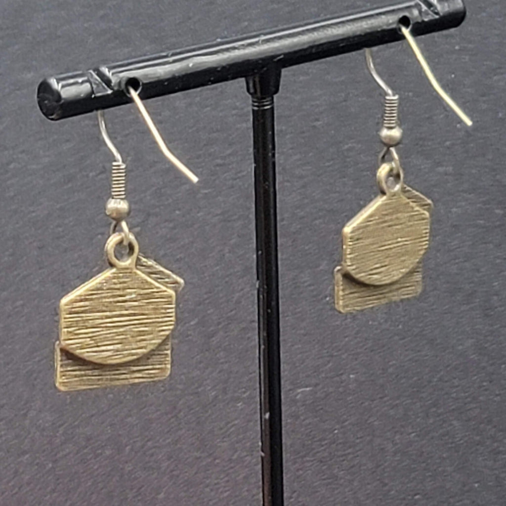 New I Love You Letter Pierced Earrings Bronze tone Dangle 3/4"
