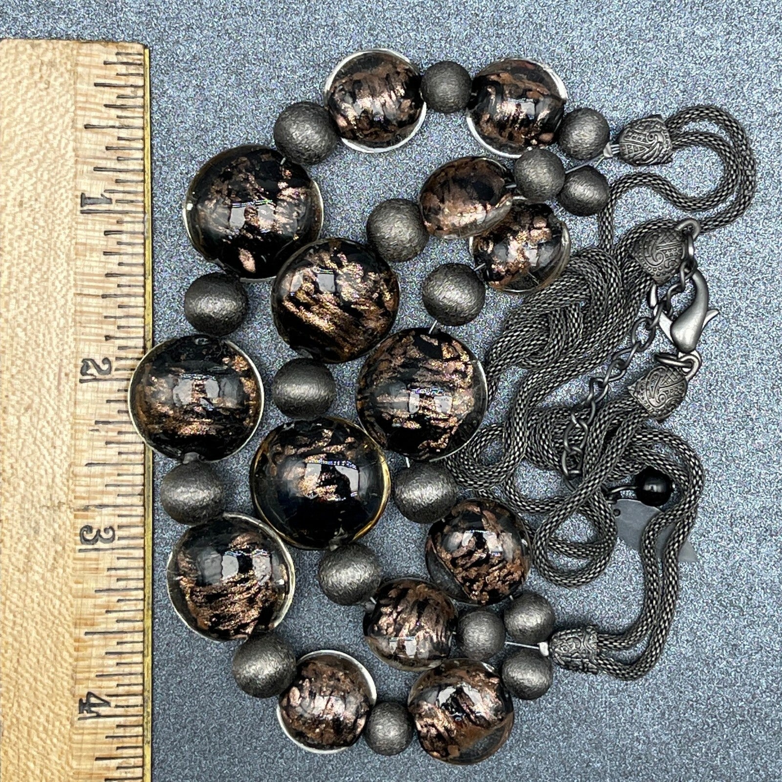 Coldwater Creek Cord Art Glass Bead Necklace Statement Layer 18" - 20"