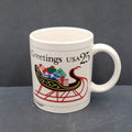 US Postal Service USPS Postage Stamp Coffee Mug Christmas Sleigh Greetings 1989