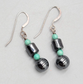 Hematite Bead Pierced Earrings Silver tone Dangle 1 in