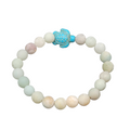 Sea Turtle Bracelet Pastel Stone Bead Elastic Summer Beach Theme 6.25"