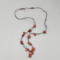 Gold Sandstone Chip Beads Necklace Hand Knotted Cord 18''