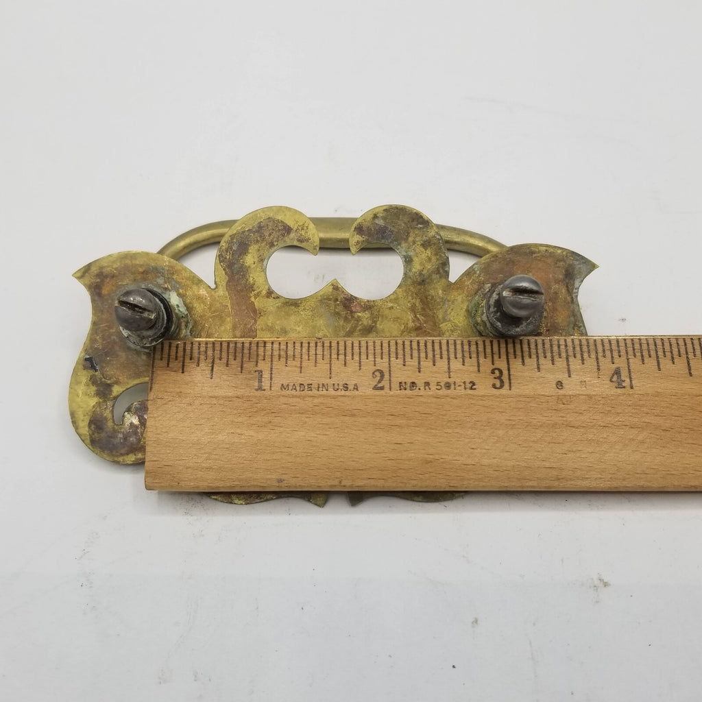 Lot of 4 Vtg Gold Metal Batwing Chippendale Style Drop Bail Drawer Pulls