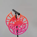 GOOD VIBES Pierced Earrings LARGE Pink Enamel over Metal Hoops 2"