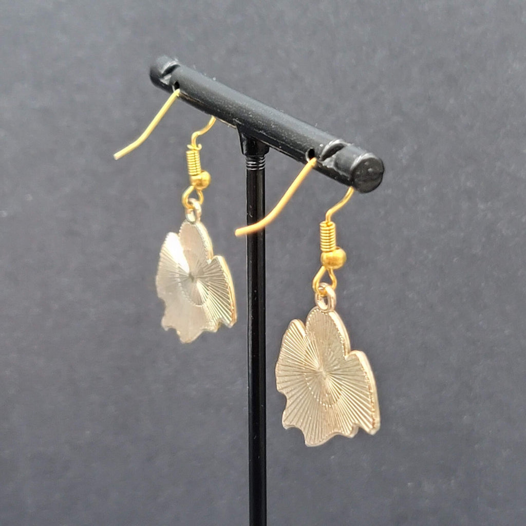 New Black Ghost Halloween Pierced Earrings Gold tone Enamel Dangle 1"