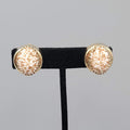 Vintage Clip on Earrings Copper Glitter Glass Cabochon Gold tone 3/4"