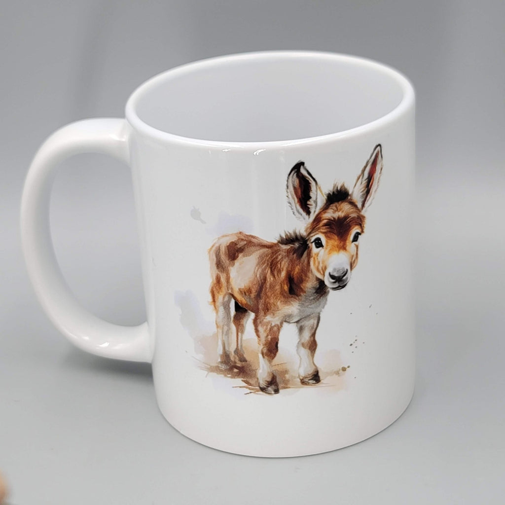 Cute Donkey Coffee Mug Artsy Ceramic White Tea Cup