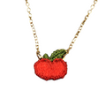 Vintage Apple Necklace CHILDRENS CHILDS Gold tone Chain 14"