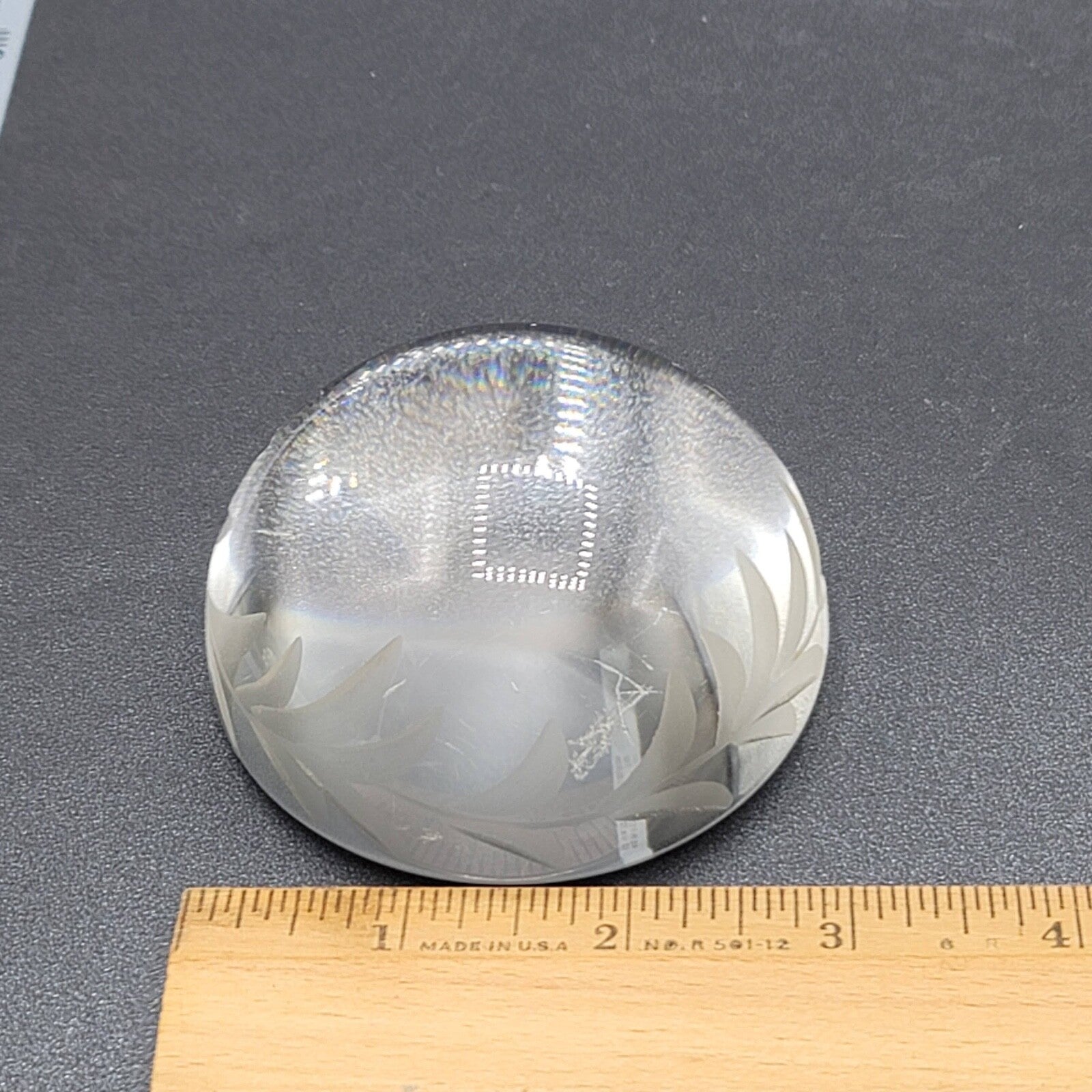 Edinburgh Castle Etched Crystal Round Paperweight 3" Dome