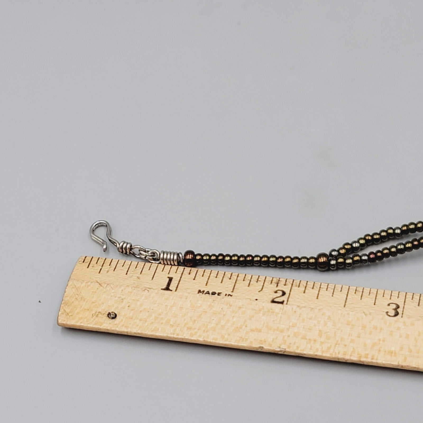 Beaded Anklet Stone and Shell Bronze tone 9.5"-11"