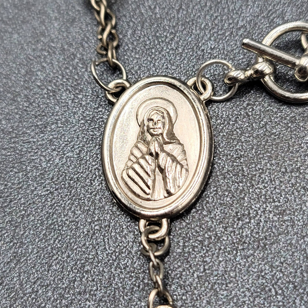 Vintage AB Glass Bead Rosary Bracelet Car Hanger White Bead