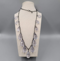 Loft Necklace Black Metal Statement Blue Crackle Teardrop Beads Long 36"