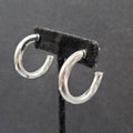 Pierced Earrings Polished Silver Plated Wavy Hoops Diamond Accent 1 1/8"