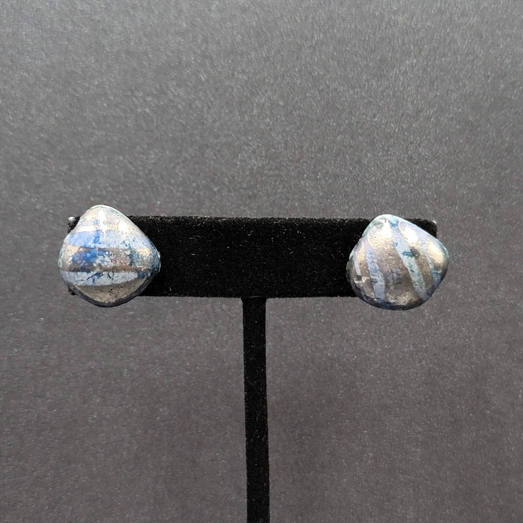 Vintage Pierced Earrings Ceramic Hand Painted Studs 5/8"