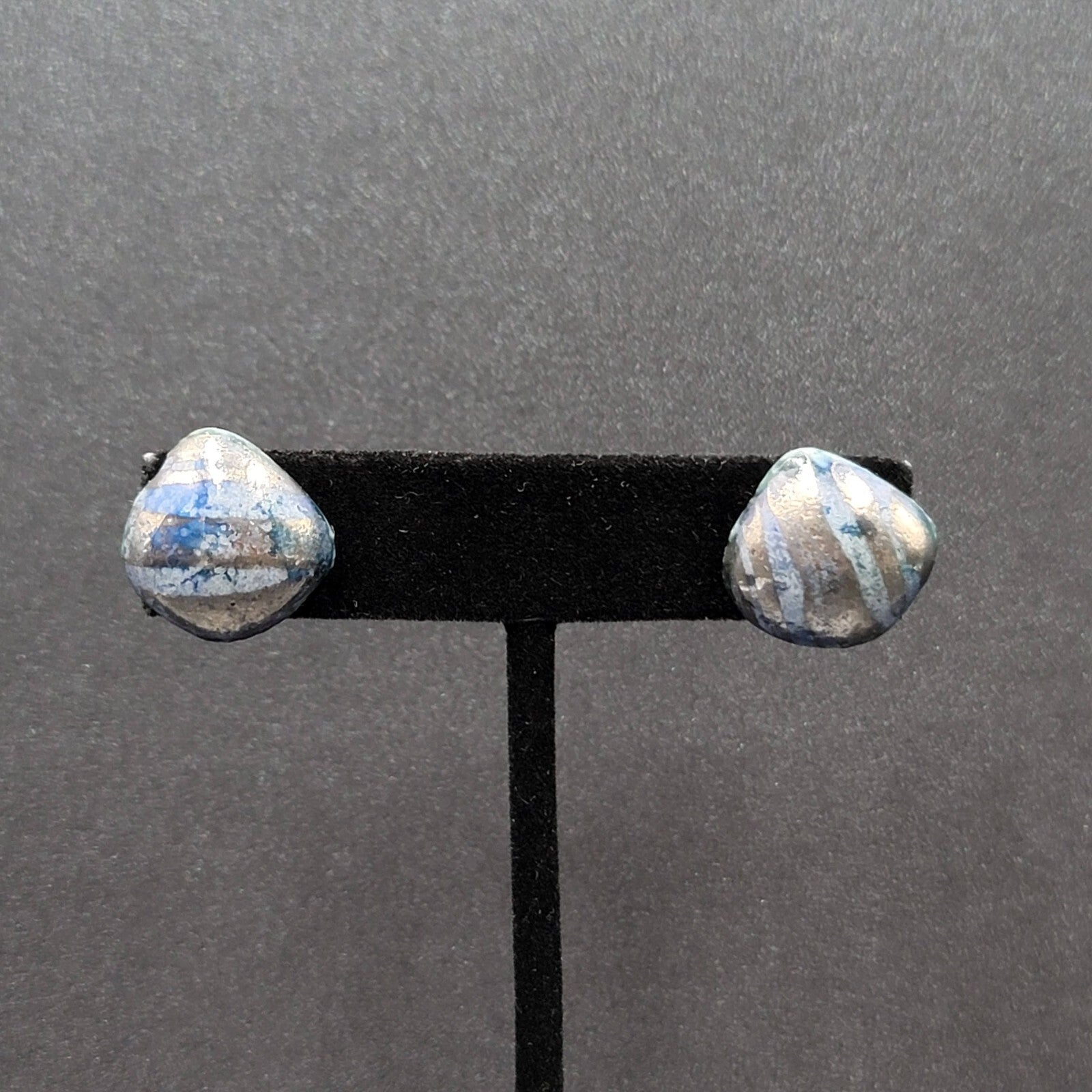 Vintage Pierced Earrings Ceramic Hand Painted Studs 5/8"