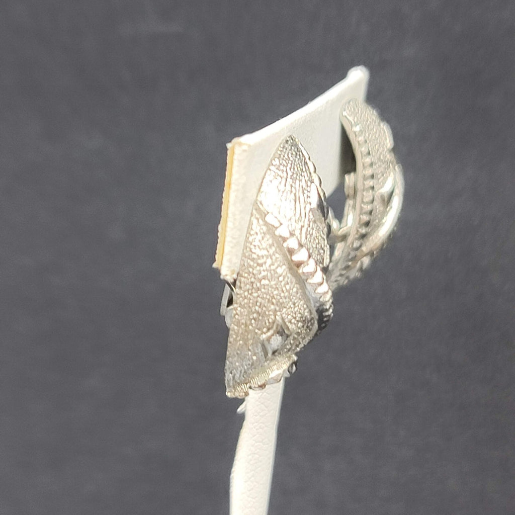 Vintage Clip on Earrings Textured Silver tone Drop 1  1/8"