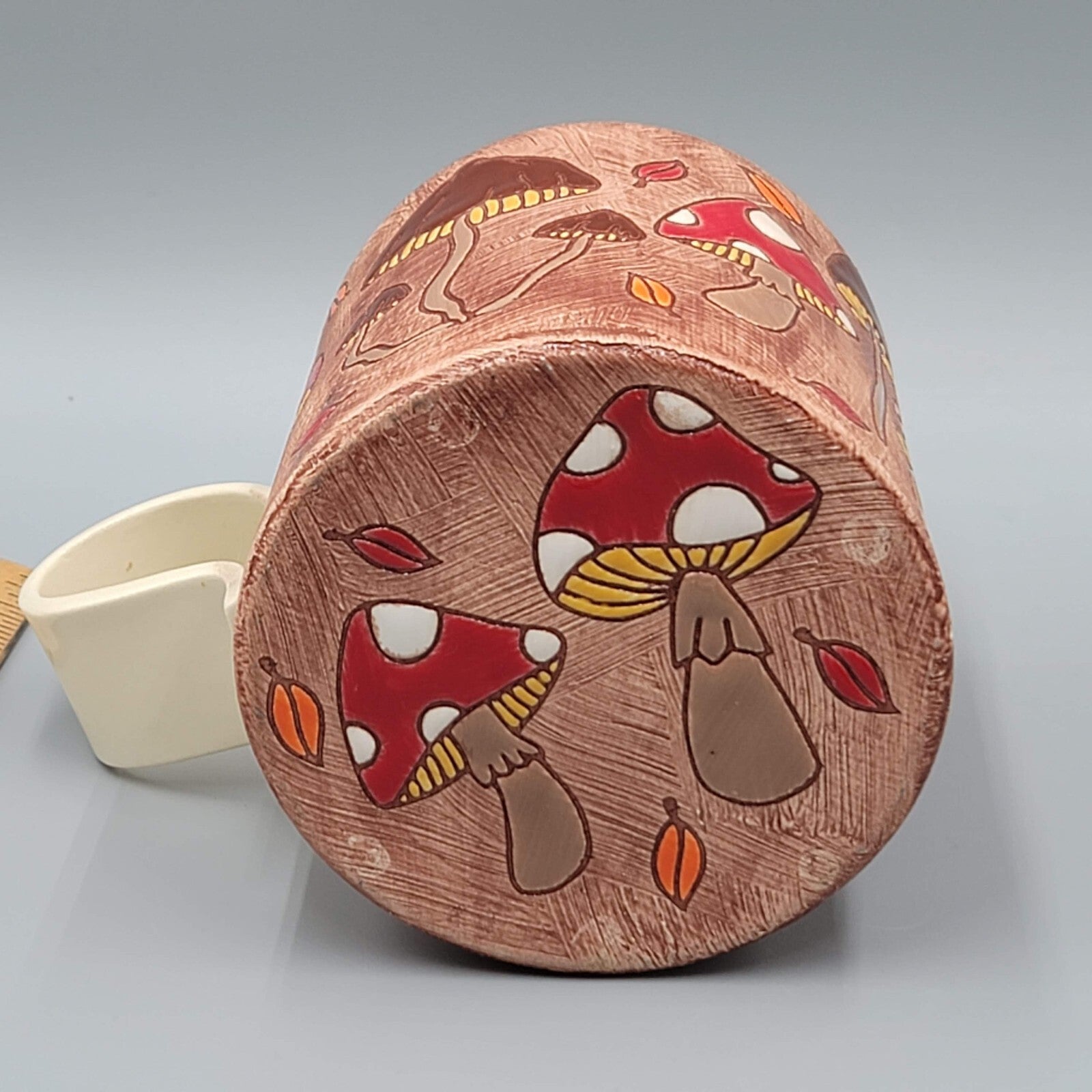 Vintage Handmade Mushroom Coffee Mug Pottery Hand Painted