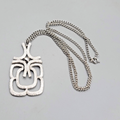 Vintage Avon Necklace Long Silver tone Geometric Pendant Statement 24 in