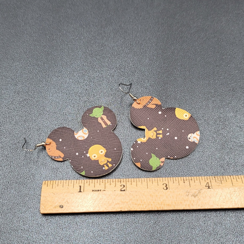 Pierced Earrings Mickey Mouse Star Wars Large Felt Dangle 2" Lightweight