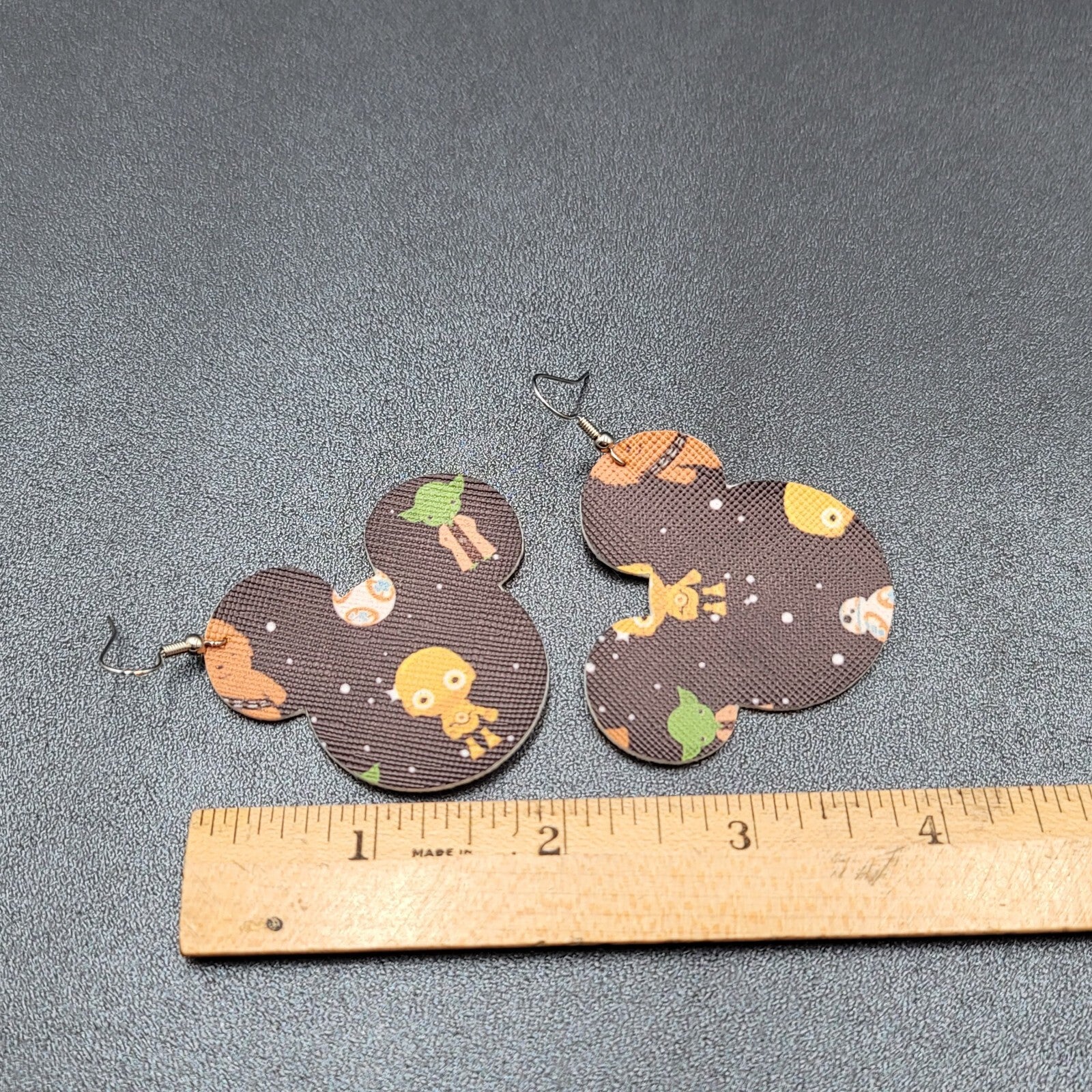 Pierced Earrings Mickey Mouse Star Wars Large Felt Dangle 2" Lightweight